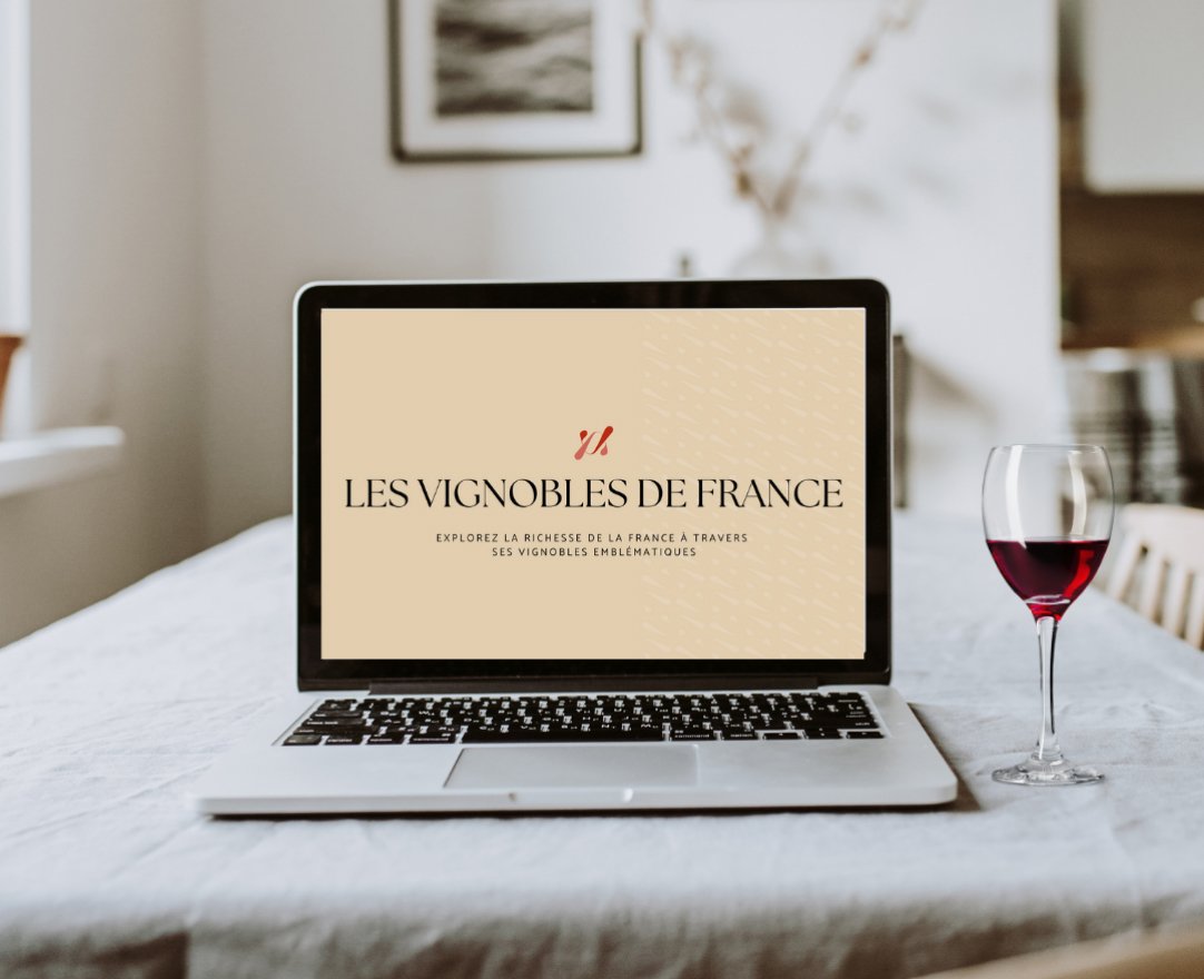 première page de la formation œnologique sur les vignobles de France sur un écran d'ordinateur