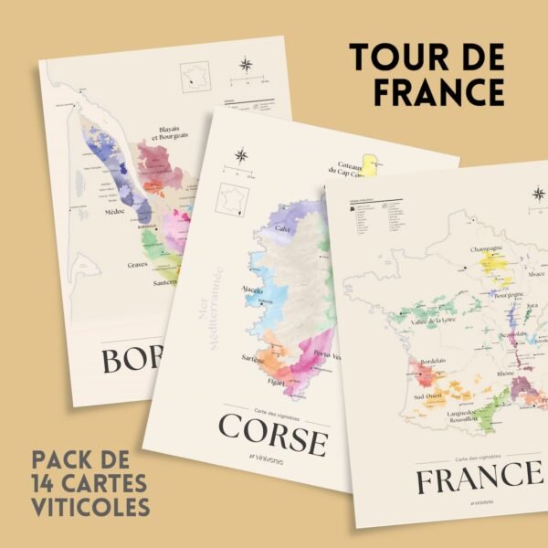 Pack de 14 cartes viticoles française
