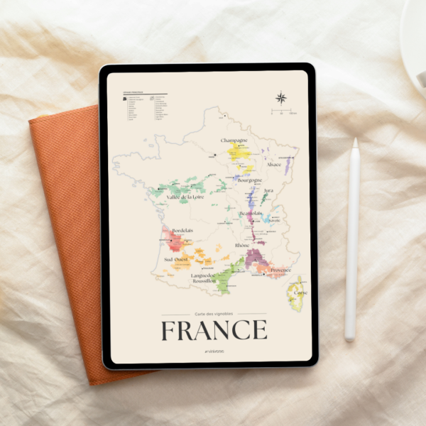 carte des vignoble de france dans un ipad
