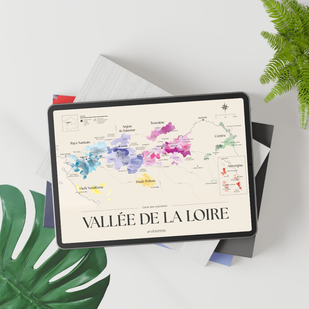 carte des vignoble de la Loire dans un ipad